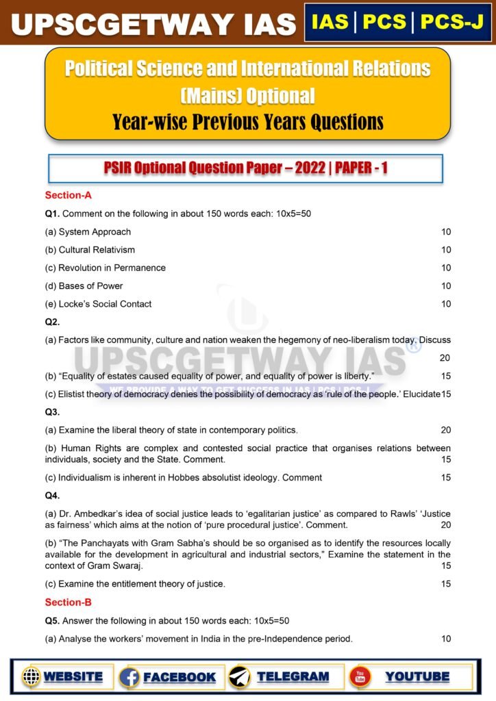 Optional Question Sample Political Science UPSC Optional Previous Year Question Paper